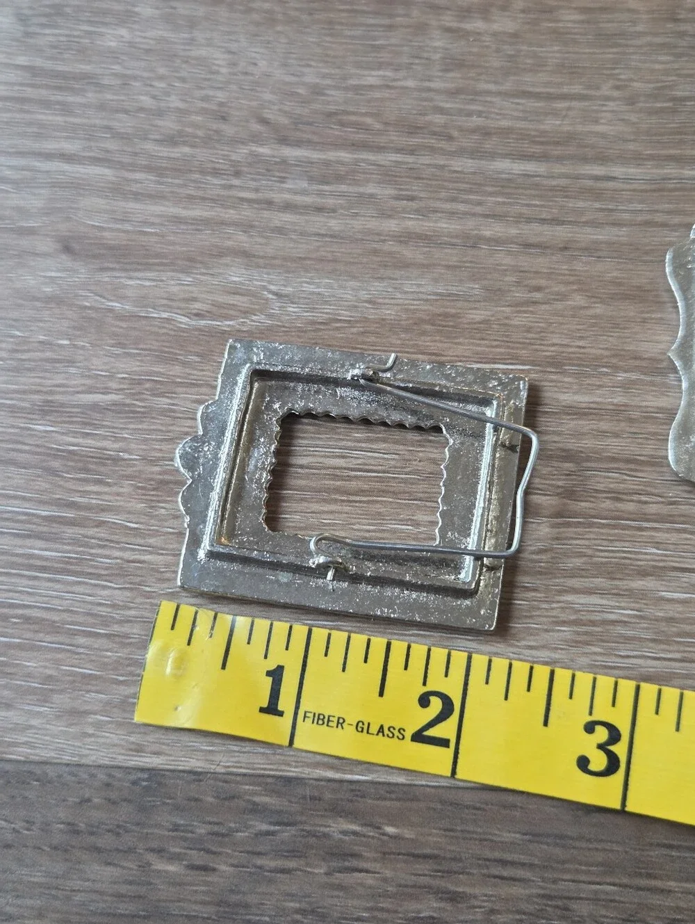 Vintage Mini Ornate Metal Picture Frame Silver Tone, Green & Yellow Resin